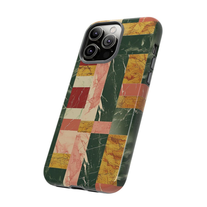 Retro Marmerpatroon in Geometrische Blokken