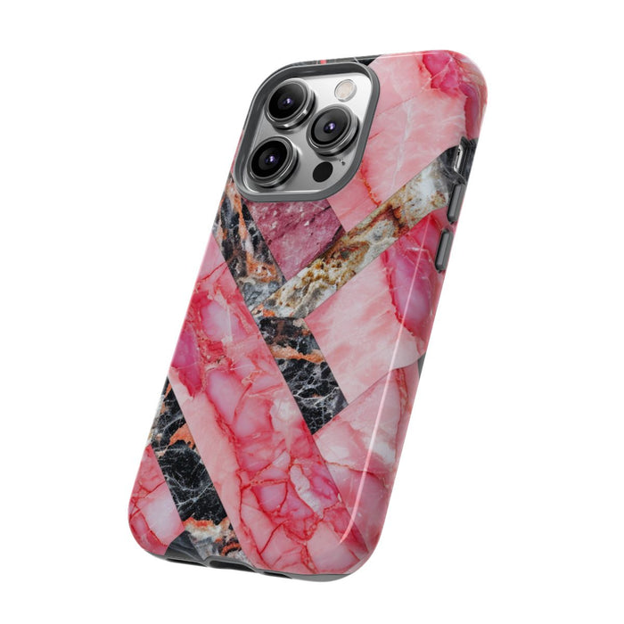 Roze en Zwart Geometrisch Marmerpatroon