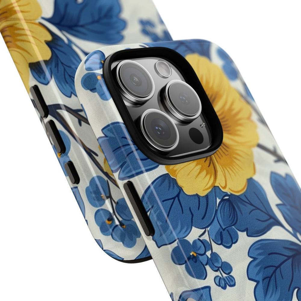 Blauw-Geel Bloemenpatroon