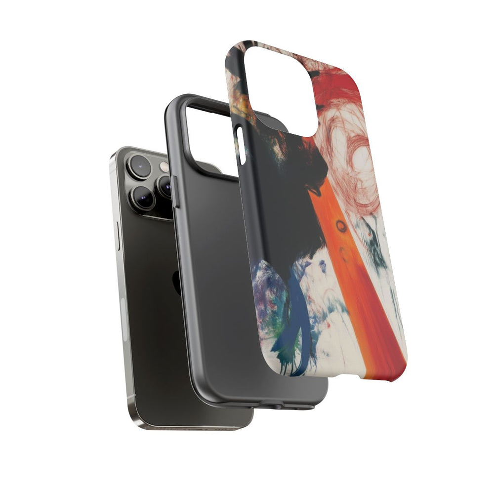 Abstracte Zwarte en Rode Penseelstreken