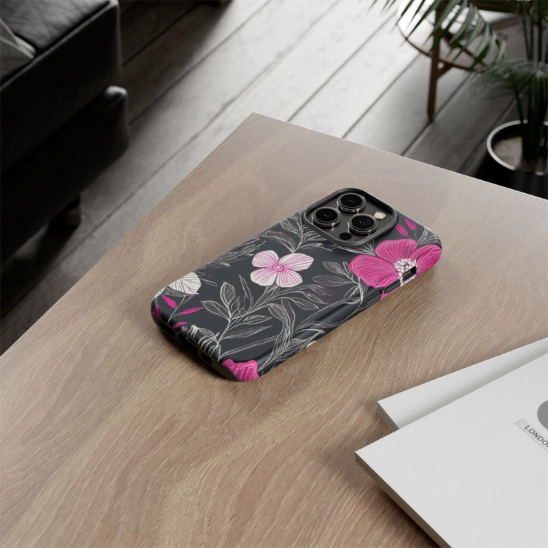 Roze en Witte Bloemenprint
