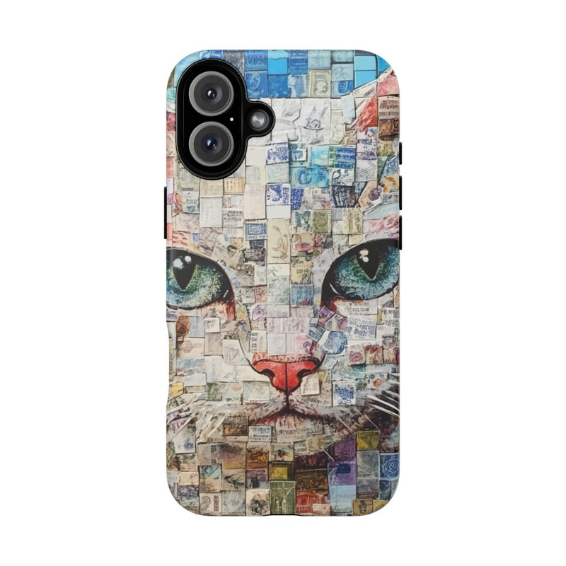 Kattengezicht Collage met Blauwe Achtergrond