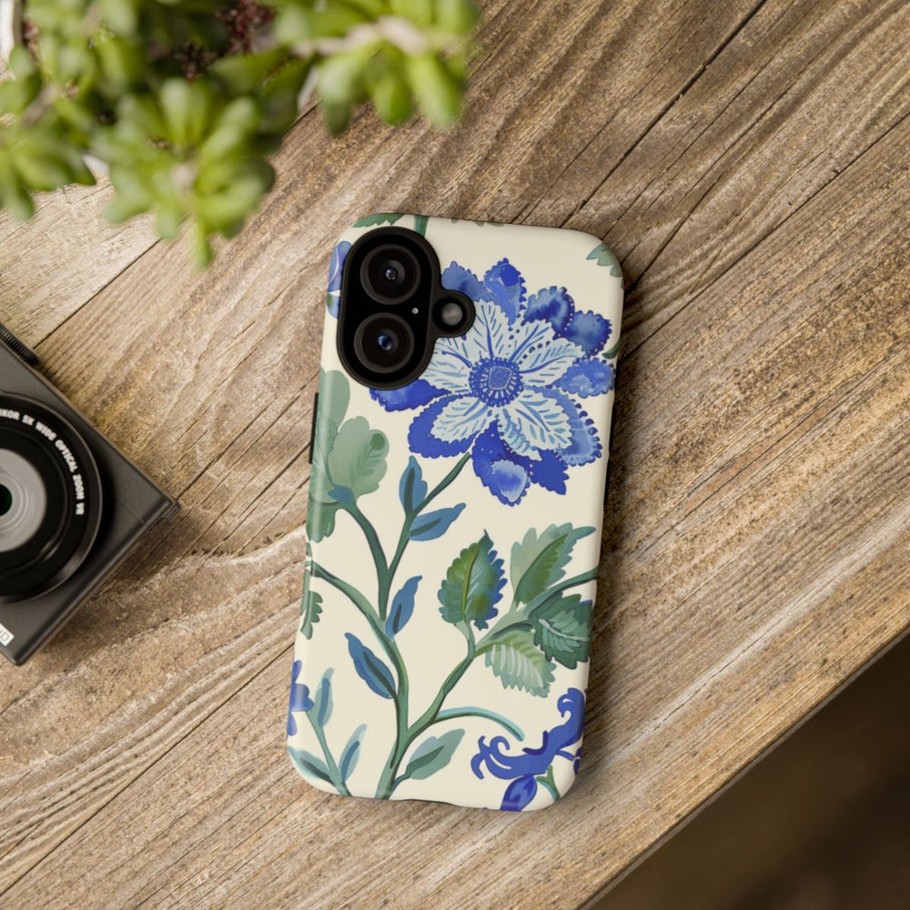 Blauw Waterverf Bloemenpatroon
