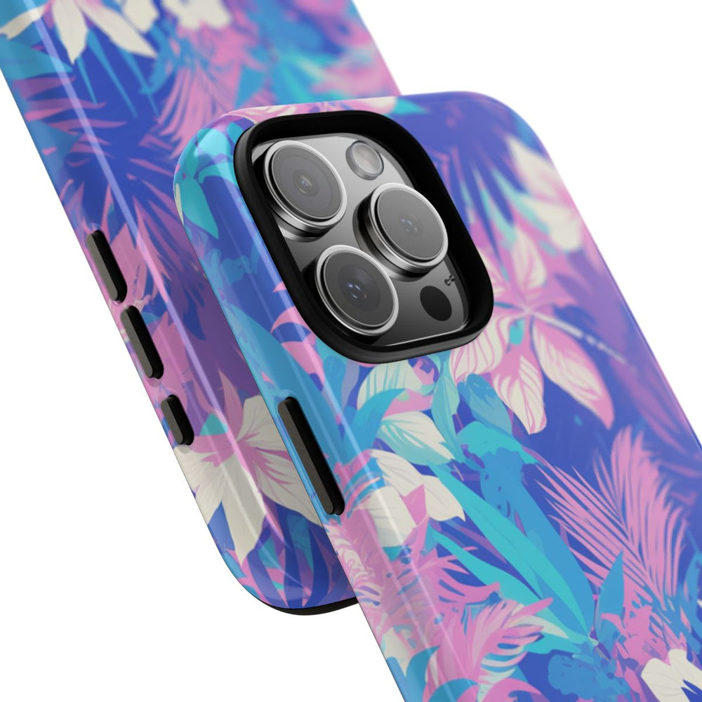 Tropisch Bloemenpatroon in Paars en Cyaan