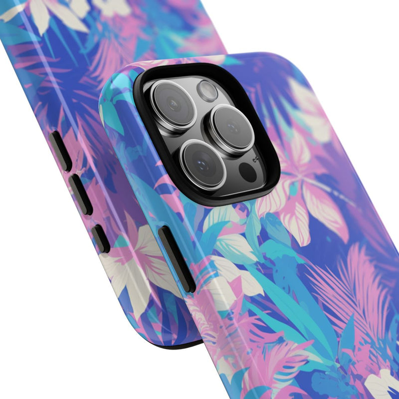 Tropisch Bloemenpatroon in Paars en Cyaan