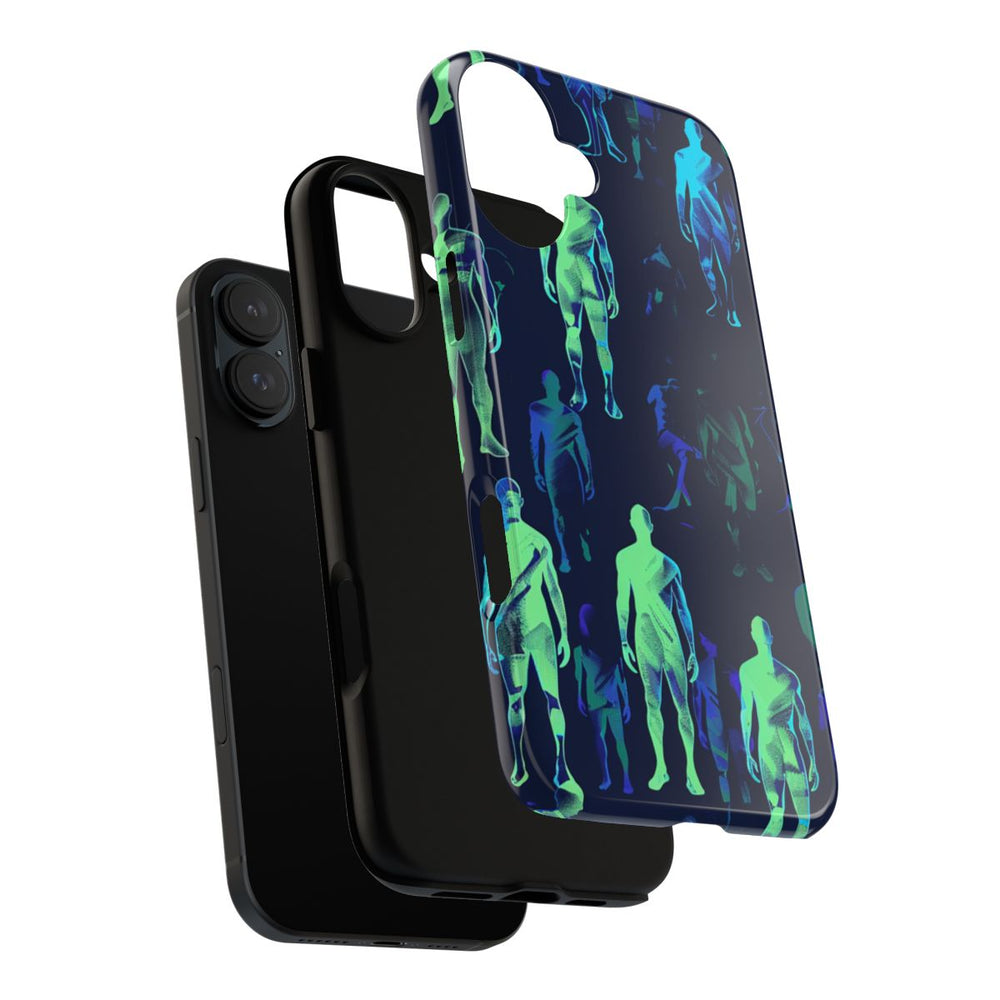 Blauw-Groene Neon Figurenpatroon