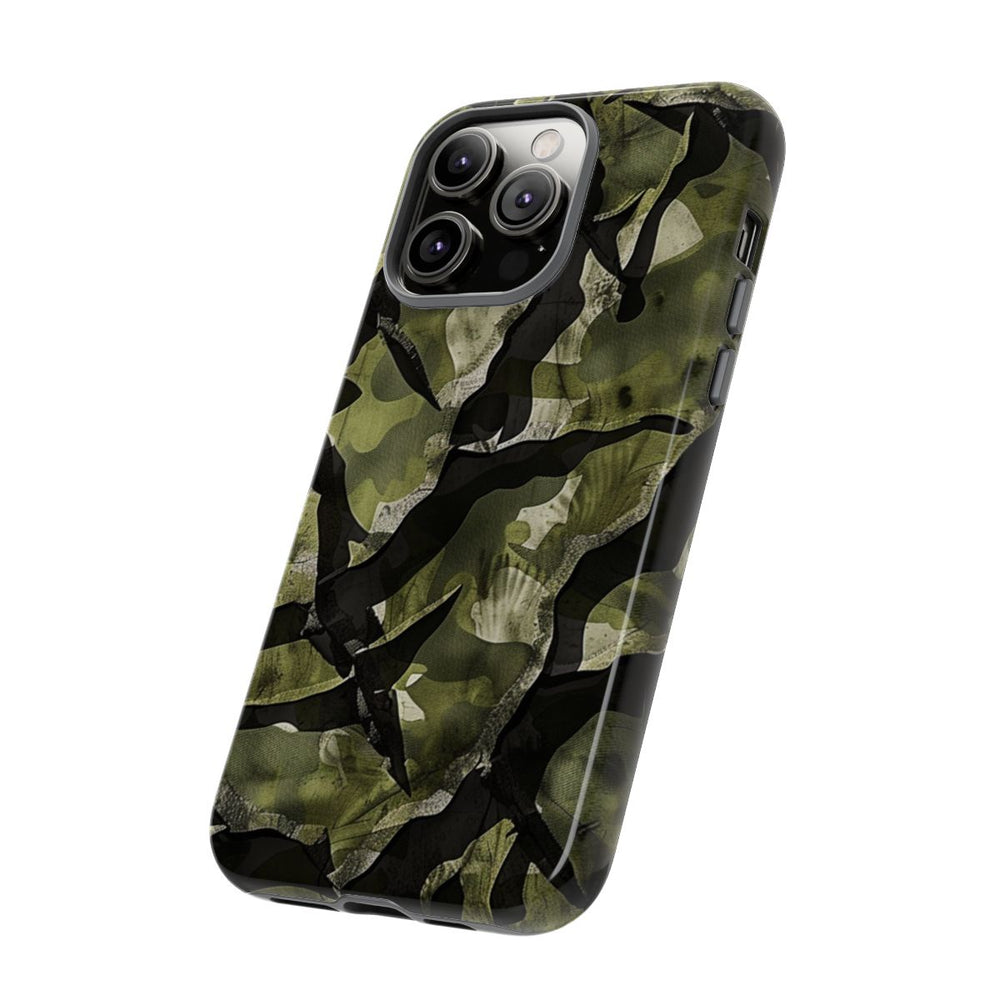 Groen Camouflagepatroon met Zwarte Abstracte Vormen