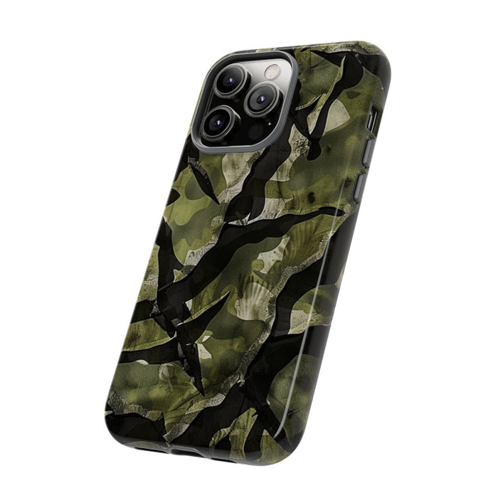 Groen Camouflagepatroon met Zwarte Abstracte Vormen