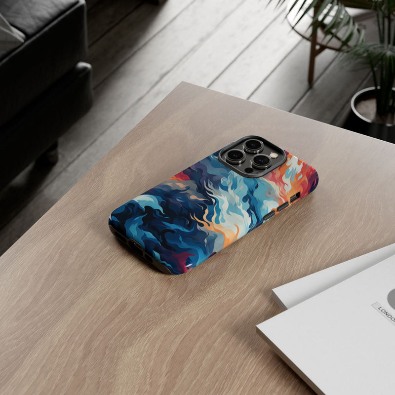 Abstracte Oceaangolven met Vurige Kleuren