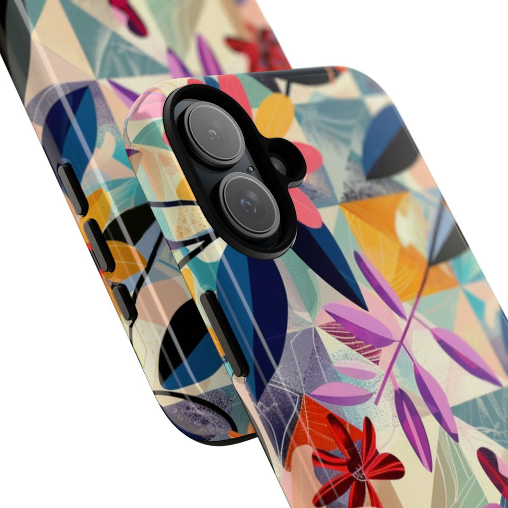 Kleurrijk Bloemenmotief met Geometrisch Patroon