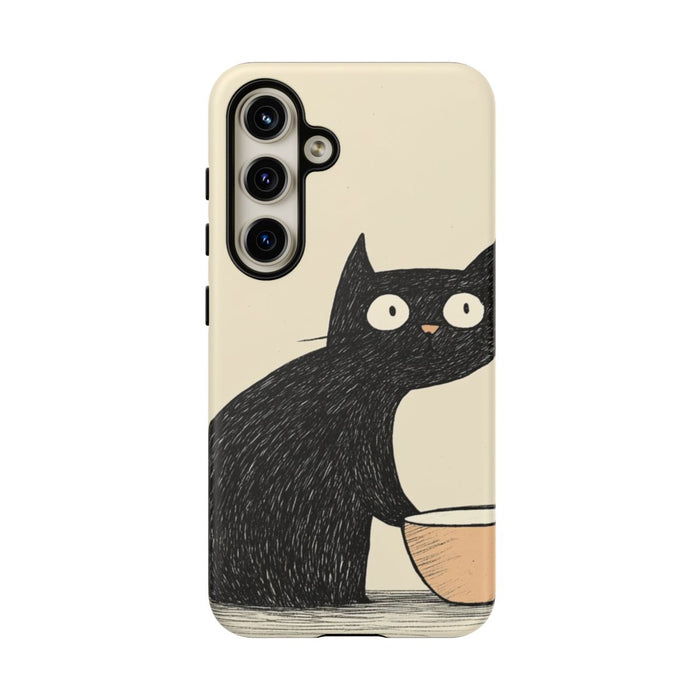 Zwarte Kat met Kom Illustratie