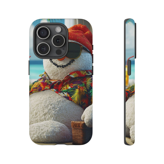 Sneeuwpop met Hawaiishirt, Zonnebril en Verfrissend Drankje