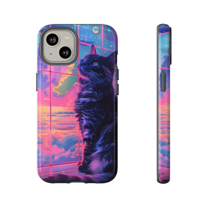 Lofi Vaporwave Kat met Neonlucht