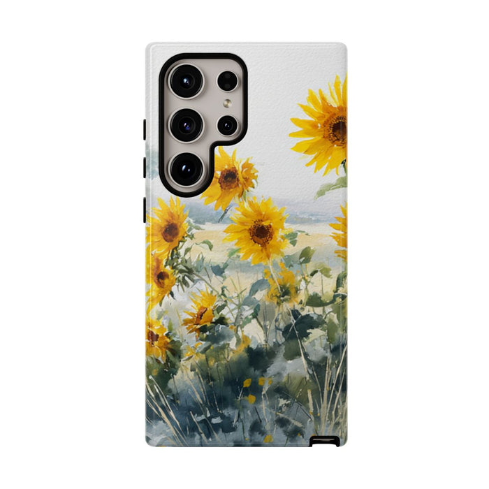 Gele Zonnebloemen in Pastelkleurig Landschap