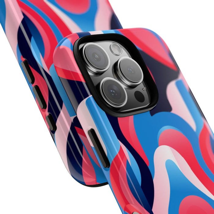 Blauw-Rood Abstract Golvend Patroon