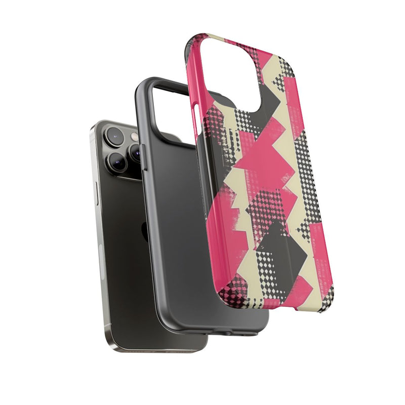 Roze en Zwart Abstract Geometrisch Patroon