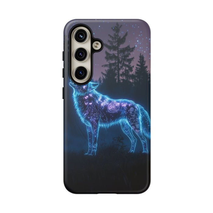 Gloeiende Wolf Huilt Onder Sterren