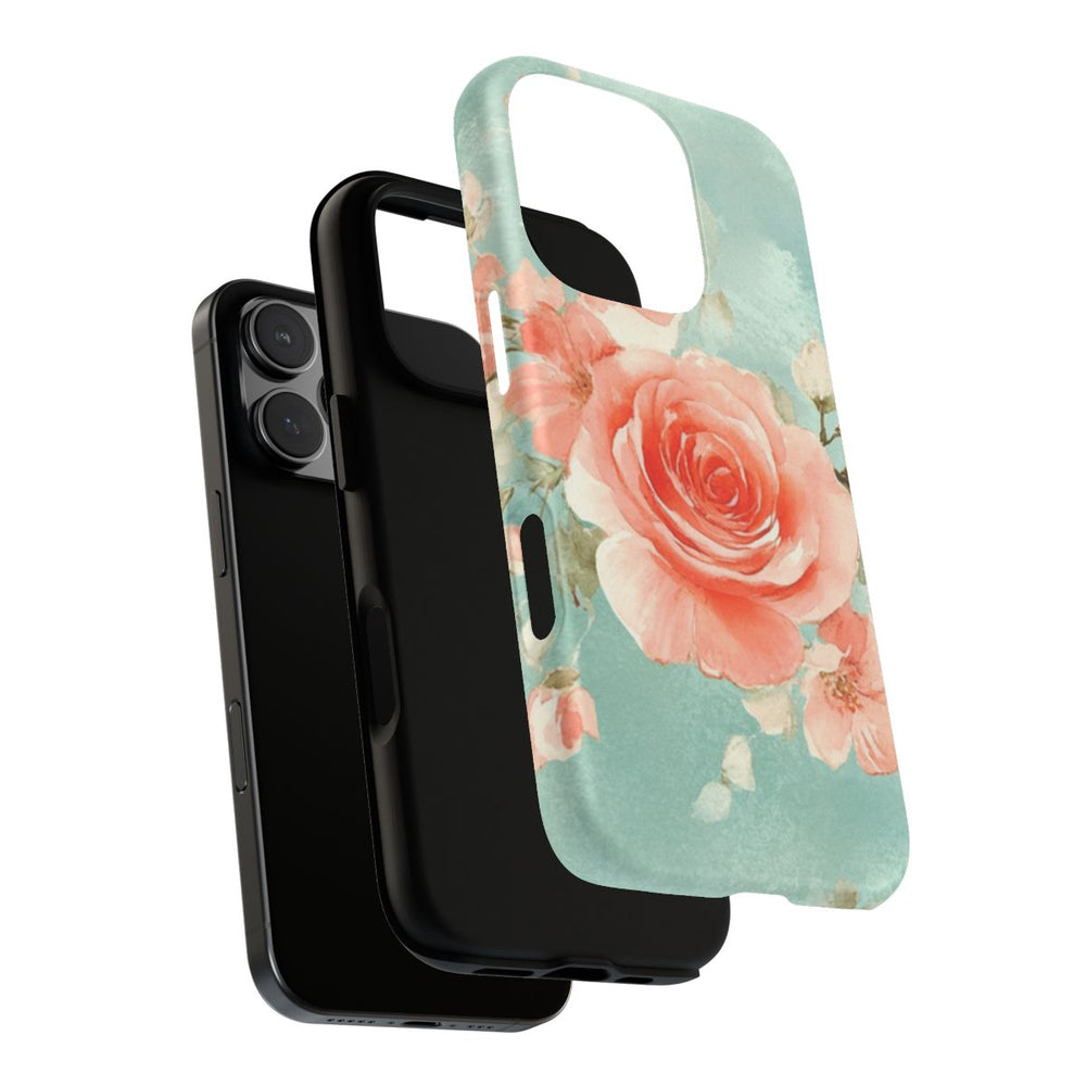 Aquarel Roze Rozen op Turquoise Achtergrond