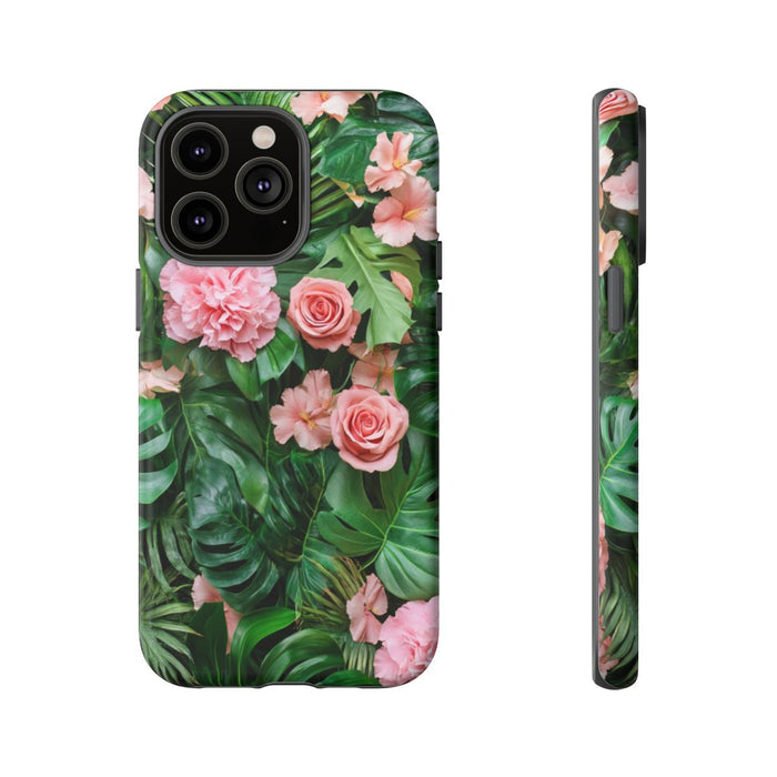 Roze Rozen en Tropische Bladeren Patroon