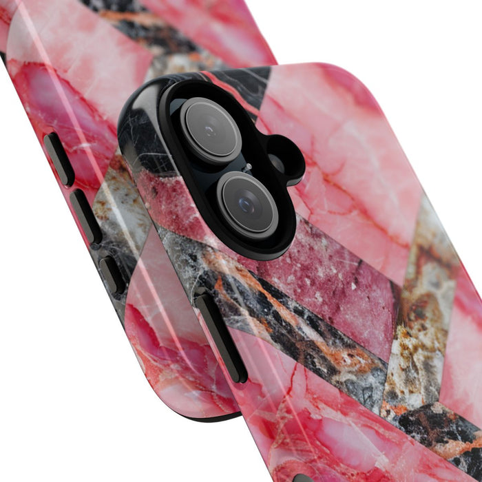 Roze en Zwart Geometrisch Marmerpatroon