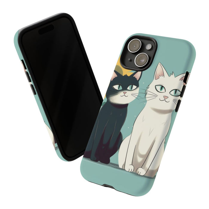 Twee Cartoonkatten met Zonnebloem