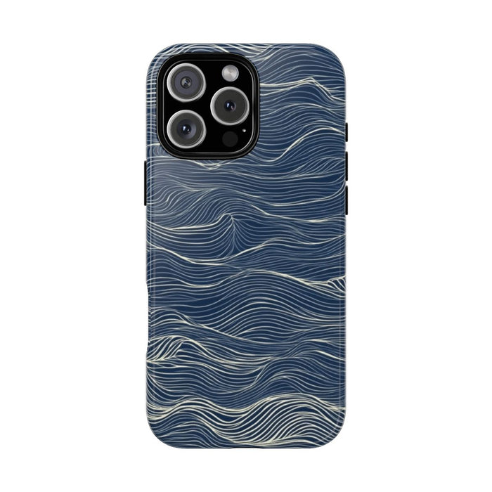 Donkerblauw Golvenlijnpatroon