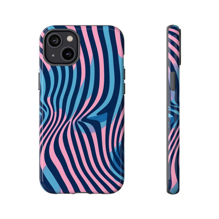Golvend Blauw-Roze Optische Illusiepatroon