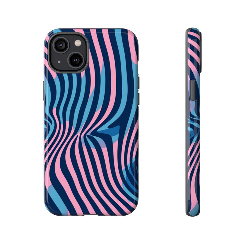 Golvend Blauw-Roze Optische Illusiepatroon