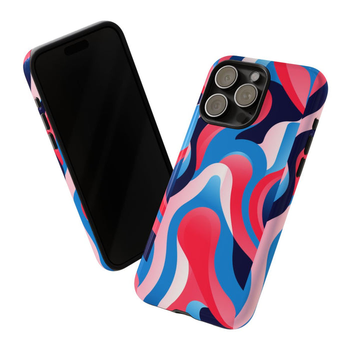 Blauw-Rood Abstract Golvend Patroon