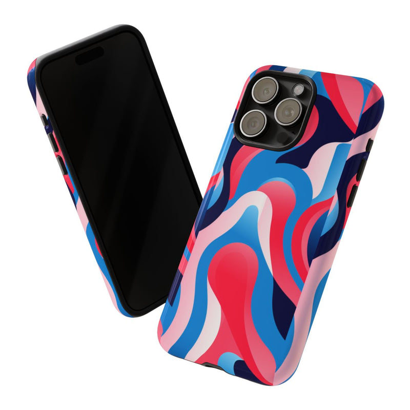 Blauw-Rood Abstract Golvend Patroon