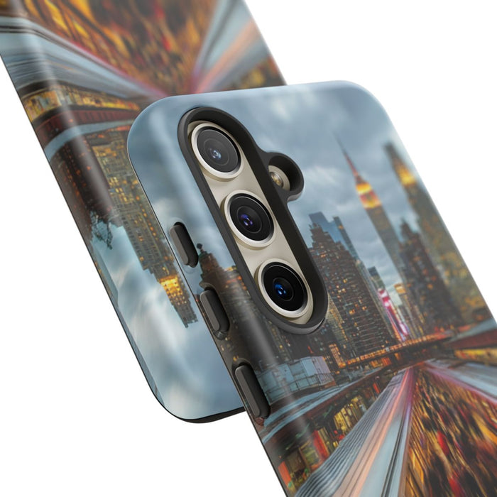Vervaagd Metroperron met Stedelijke Skyline