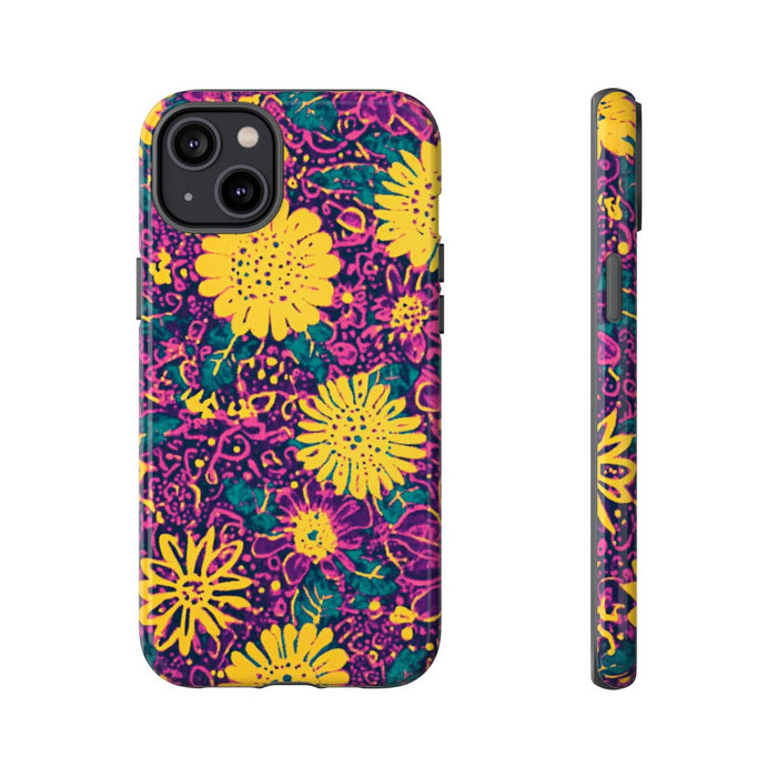 Gele en Paarse Bloemenprint
