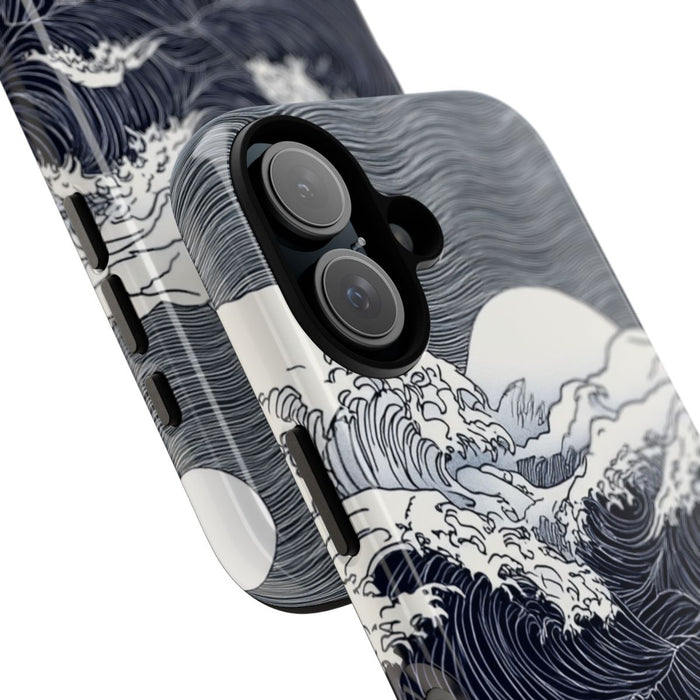 Monochrome Oceaangolven met Maan
