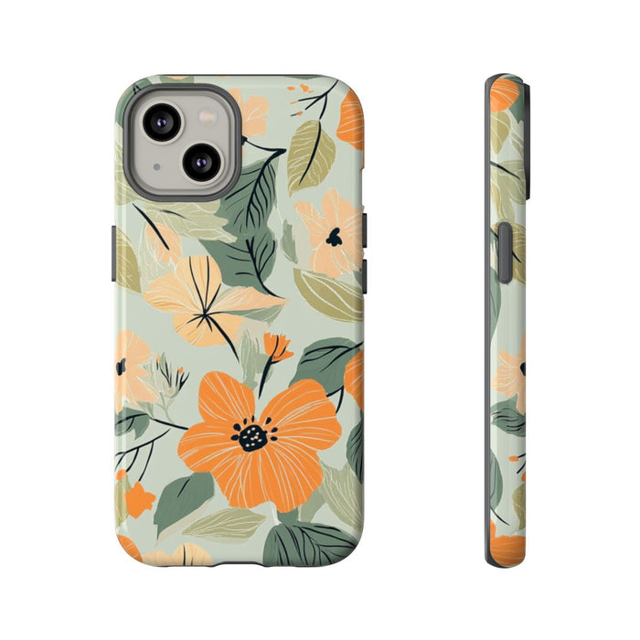 Oranje en Perzik Bloemenpatroon