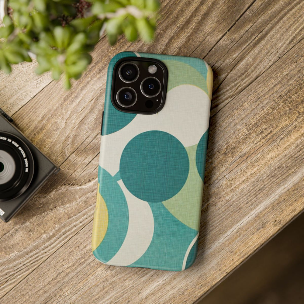 Retro Patroon met Blauwe en Gele Cirkels