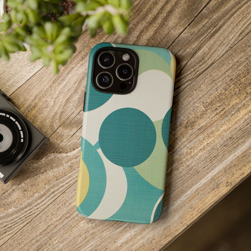 Retro Patroon met Blauwe en Gele Cirkels