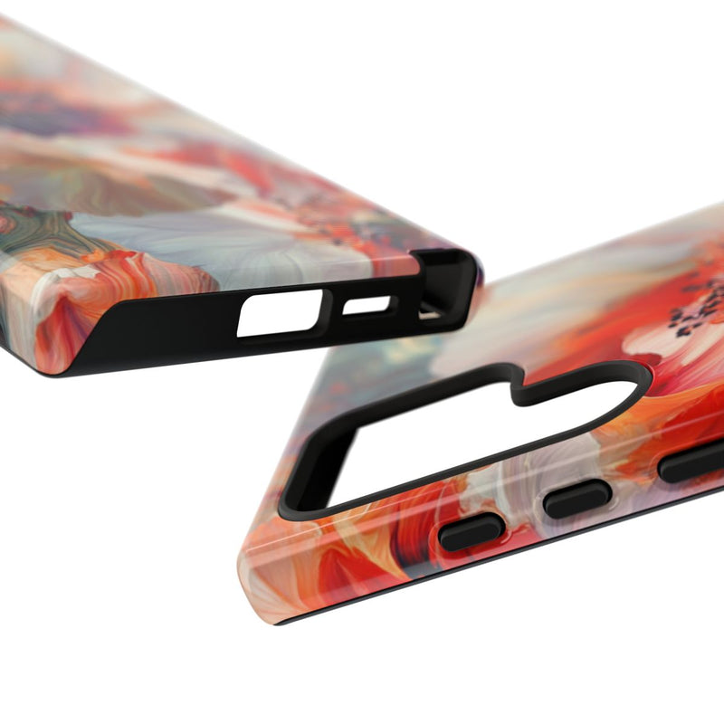 Abstracte Bloemmotieven in Rood en Wit