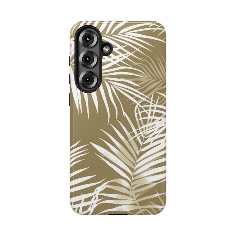 Witte Palmbladeren op Khaki Achtergrond