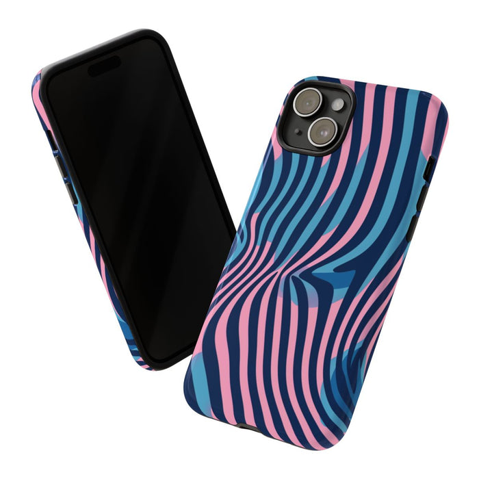 Golvend Blauw-Roze Optische Illusiepatroon