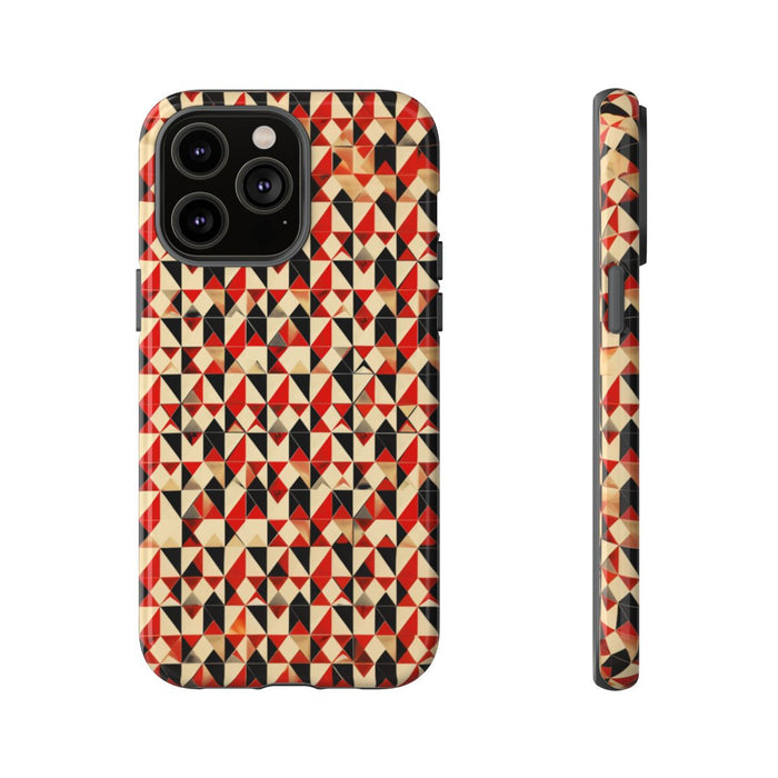 Geometrisch Abstract Patroon in Rood en Zwart