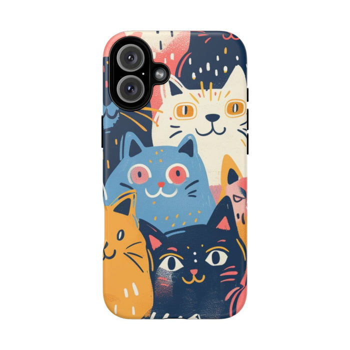 Vrolijk Kattenpatroon in Kleurrijke Illustratie