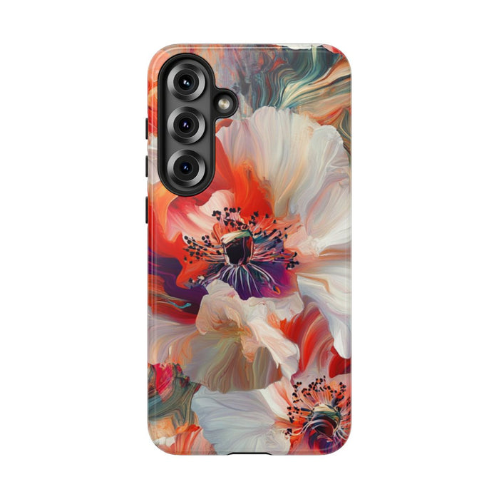 Abstracte Bloemmotieven in Rood en Wit