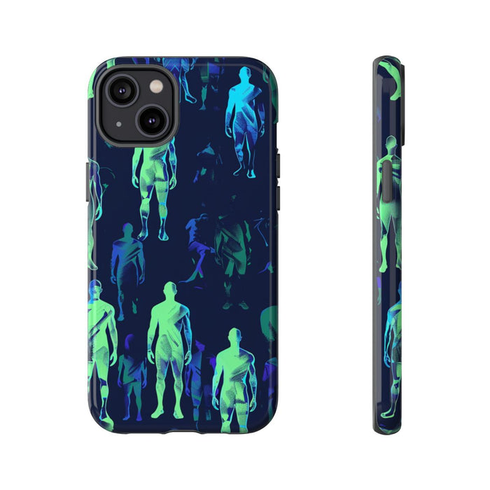 Blauw-Groene Neon Figurenpatroon