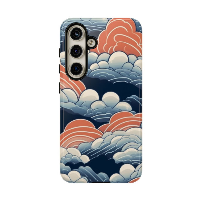 Gestileerd Wolkenpatroon in Blauw en Oranje