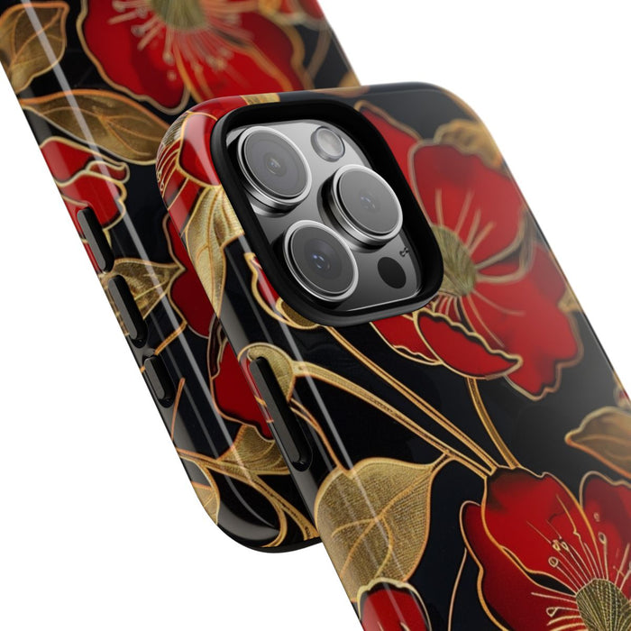 Rood-Gouden Bloemenpatroon