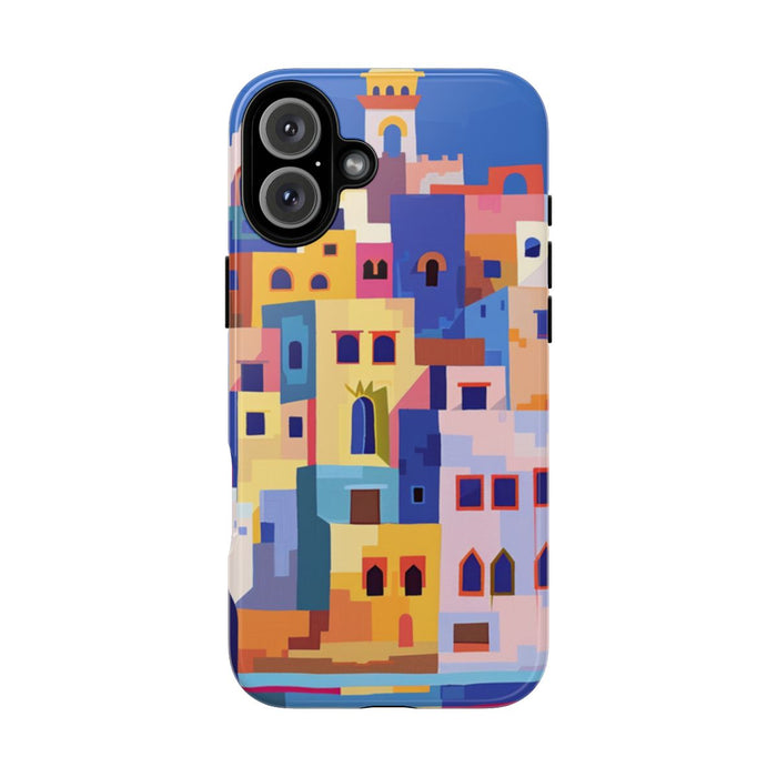 Kleurrijke Illustratie van een Kuststad