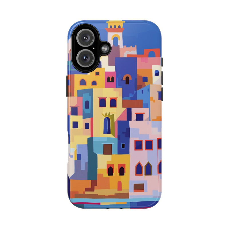 Kleurrijke Illustratie van een Kuststad