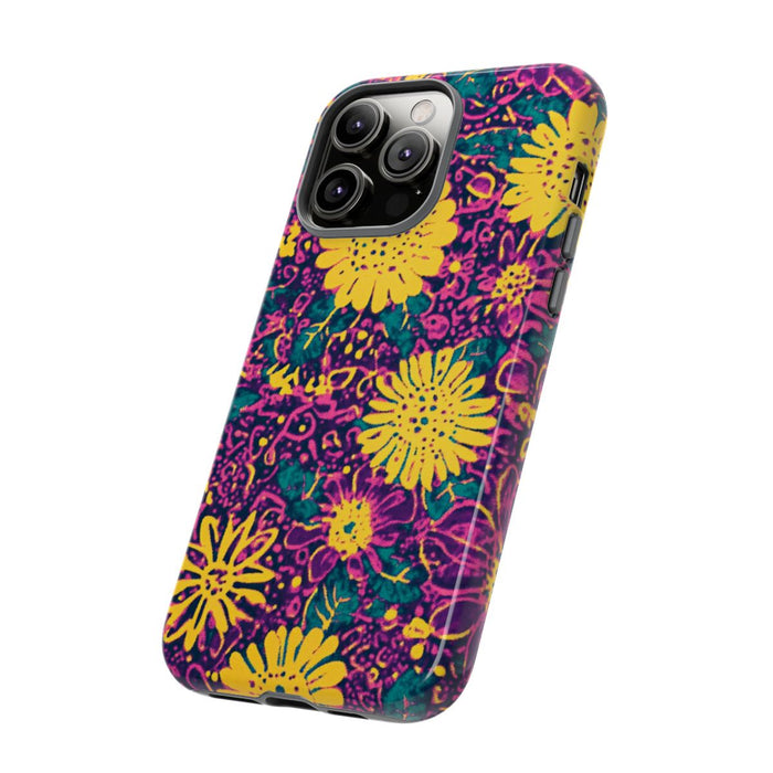 Gele en Paarse Bloemenprint