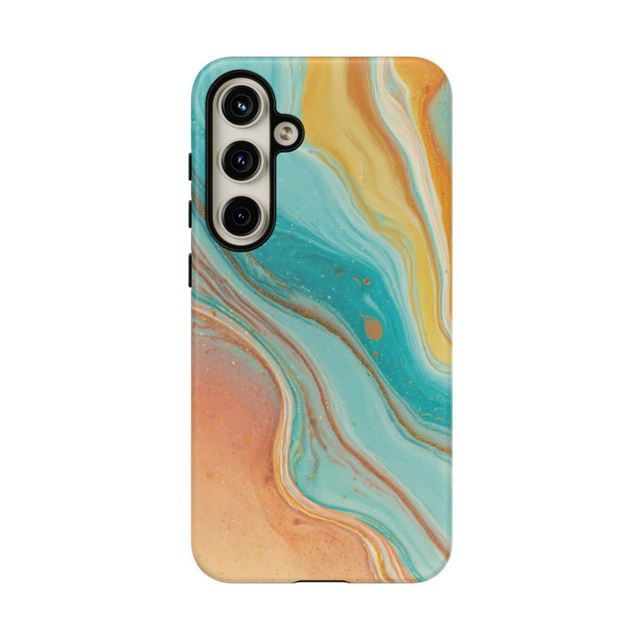 Oranje en Teal Marmerstructuur