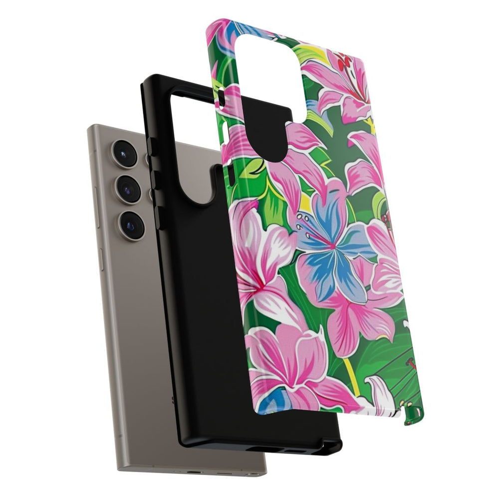 Roze en Blauwe Bloemenprint